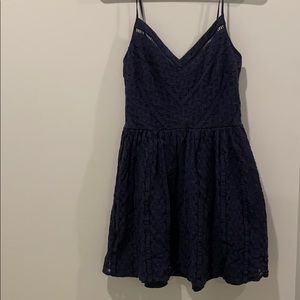navy blue lace skater dress